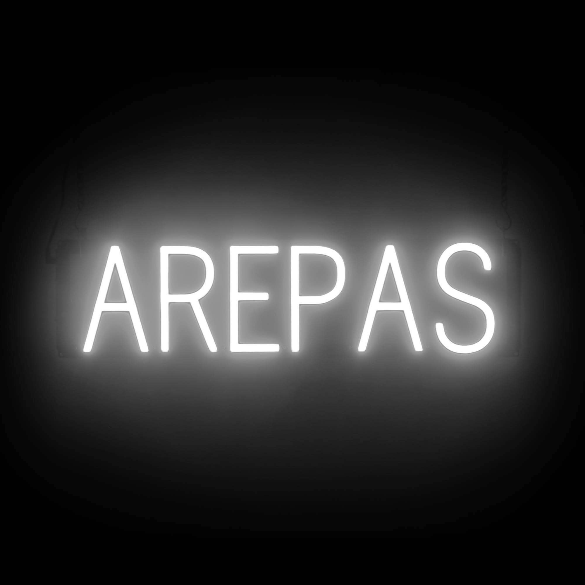 SpellBrite LED Neon AREPAS Sign for Business - White, 24" x 6"