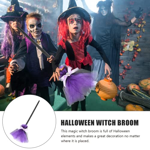 LUOZZY 2 Pcs Halloween Witch Broom Kids Plastic Broom Props for Halloween Costume Party Decoration -