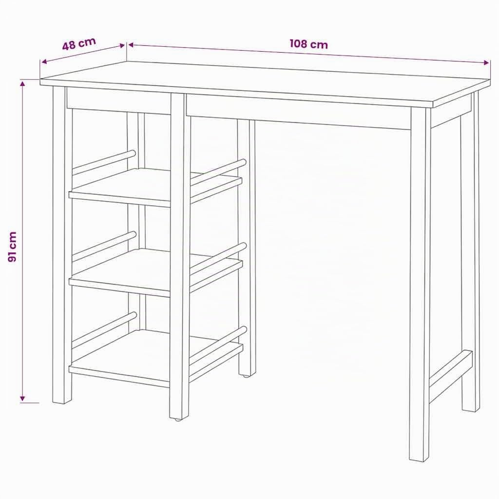 vidaXL Set Muebles Bar 3 Piezas Blanco Mobiliario Mesa Silla Alta Salón Cocina