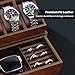 KAMIER High End Wooden Watch Box with 6 Slots & Glass Lid - 2-Layer Jewelry Organizer for Men - Watch Display Case, Ideal Business Gift for Watch Enthusiasts （with Gift Box）, Walnut