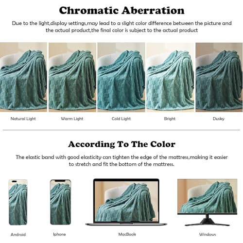 NEWCOSPLAY Super Soft Twin Blanket Mint Green Premium Silky Flannel Fleece 3D Checkered Lightweight Bed Blanket All Season Use (Mint Green Checkered, Twin(60"x80"))