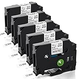 kompatibel Brother P-touch Bänder TZe-231 TZe231 TZ231 Band 12mm 0.47, Brother Ptouch Schriftband für Beschriftungsgerät Ptouch 1010 H105 1000 1005 1280 D400 D600 Cube, schwarz auf weiß x 5
