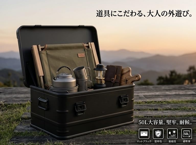 Amazon.co.jp: ☆マットブラック☆スタッキング アルミ コンテナ