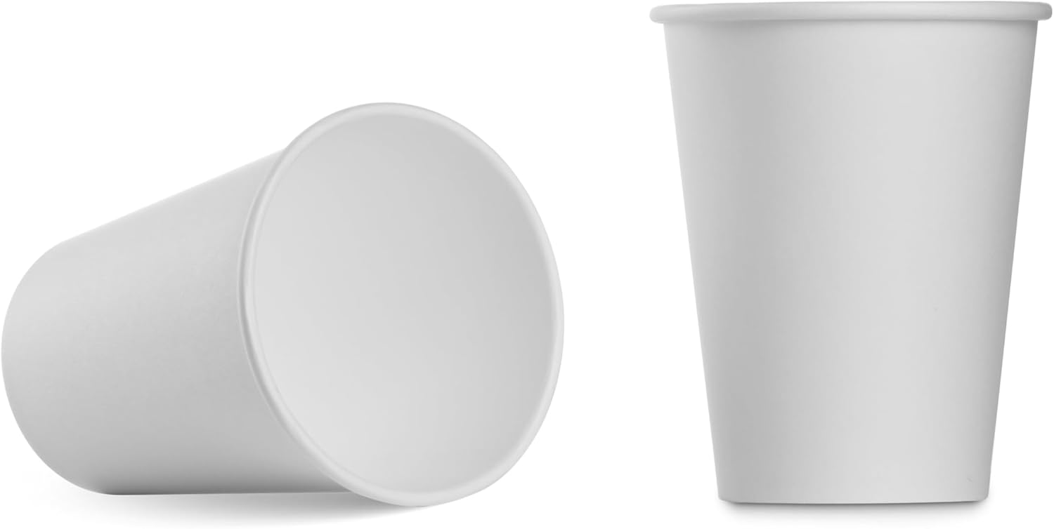 Munfix 300 Pack 12 Oz Paper Cups, Hot Coffee Cups, White Disposable Cups, To Go Hot Cups for Coffee, Hot Beverage, Chocolate, Juice, for Cafes, Bistros, Parties, And Events
