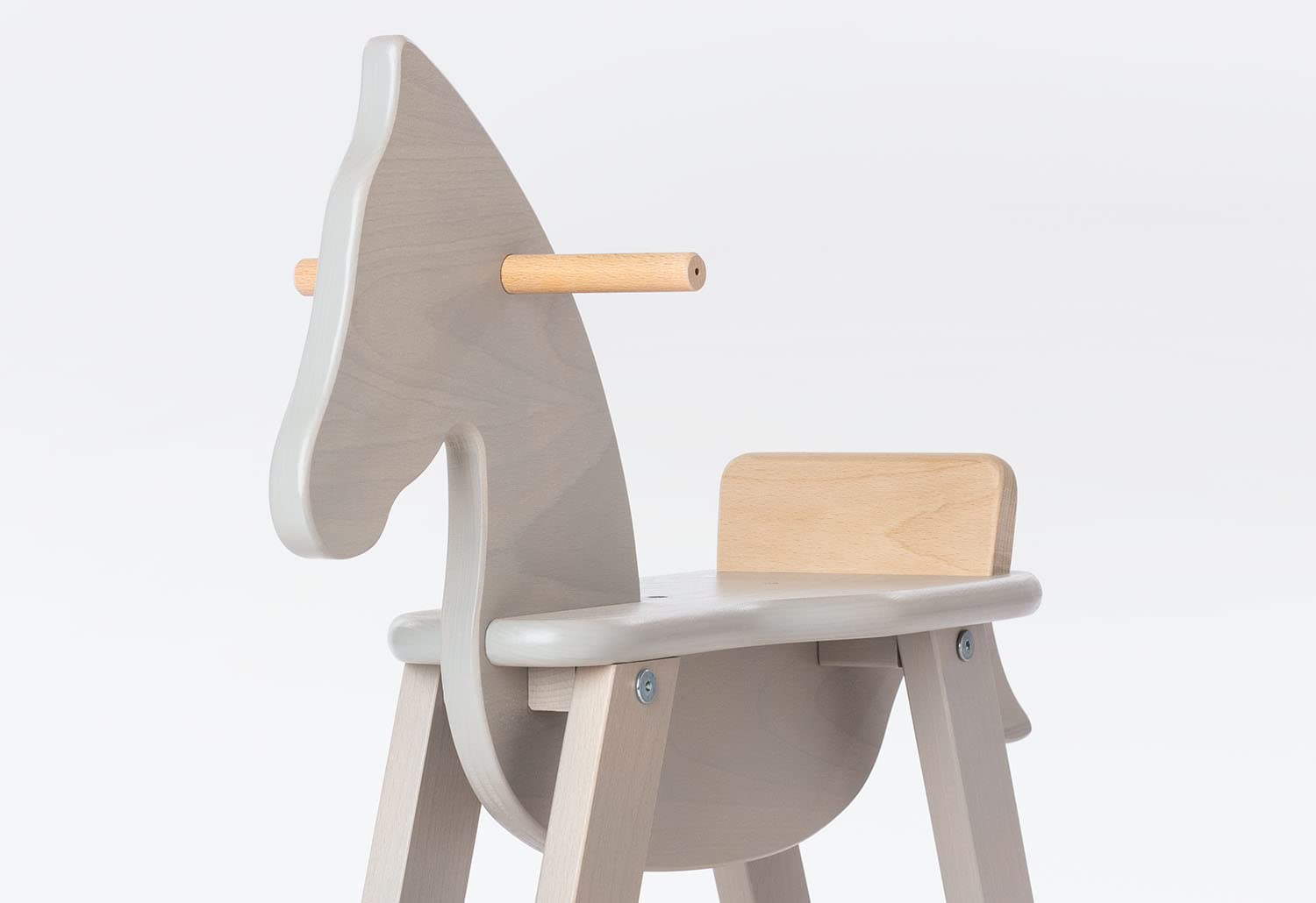 PINOLINO 242493 Pinolino mit Ring, aus massivem Holz, Ring abnehmbar, Umbausatz enthalten, für Kinder ab 9 Monaten, grau/natur