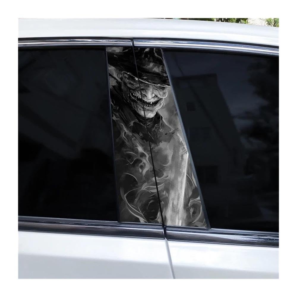Decorative Items 2pcs Horror Demon Stickers Car Window Pillar Decoration Decal Vinyl Waterproof Stickers(D)