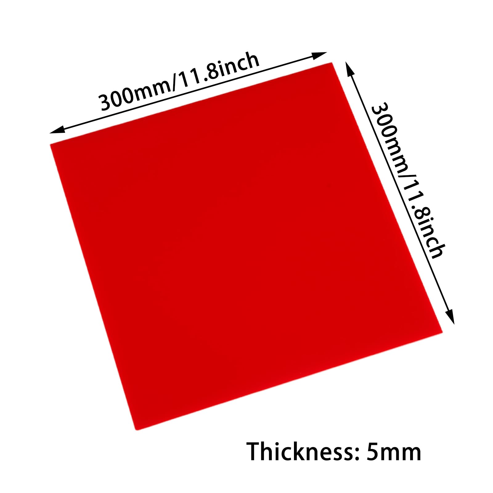 Arkusz akrylowy Przezroczysty Perspex, Arkusz akrylowy Czerwony 300x300mm o grubości 2-5mm(5Mm)