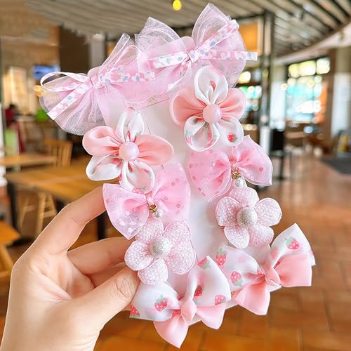 20pcs Cute Hair Clips Fashion Hair Accessories with Bows Butterfly Flower Non-slip Metal Snap Pins Party Decor (A pink 20pcs)