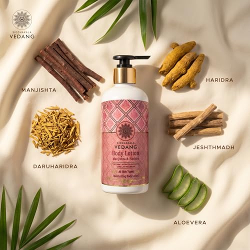 Image of Body Lotion (Manjishta & Haridra) for Moisturised & Rejuvenated Skin | Ayurvedic Blend with Natural Ingredients for Deep Hydration & Healthy, Smooth Skin - 300ml (Pack of 1)
