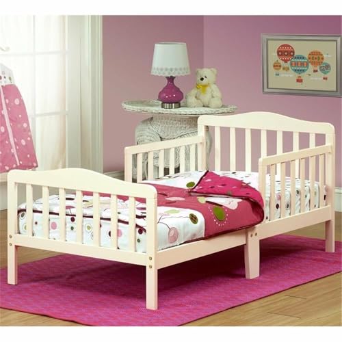 Orbelle Contemporary New Zealand Pine Solid Wood Toddler Bed in French White