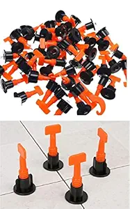 RetLeen 50 pcs Reusable Tile Leveling System kit | Tile Leveller Spacer with Special Wrench (Suitable for 3mm-25mm Tile Thickness, Multicolor)