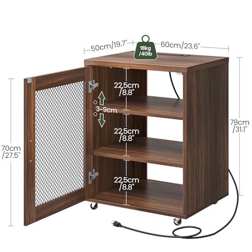 Media-Cabinet-with-Charging-Station-Stereo-Cabinet-with-Wheels-Audio-Video-Media-Stand-with-Adjustable-Shelves-and-Mesh-Door-AV-Rack-for-Living-Room-Home-Theater-Walnut-MBZ23UHT