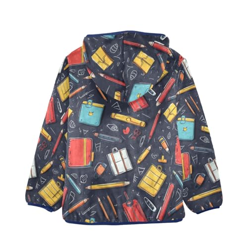 Blackboard Notebooks Pens Girls Fleece Jacket Girls Fall Jacket Boys Coats Zip Up Hoodie Children Sherpa Warm Outerwear 2-10T2