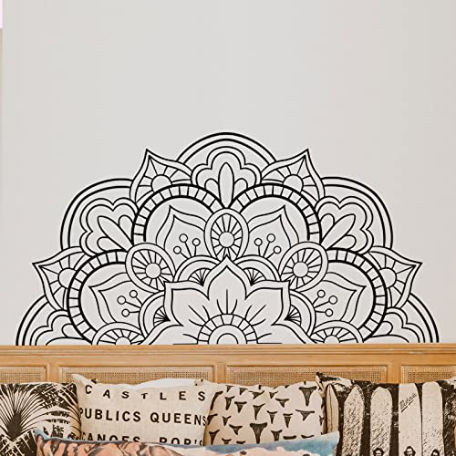 Half Mandala Wall Decal Sticker Mandala Headboard Decal Mandala Wall Art Decor For Bedroom Yoga Studio Art Room Decor #TOP2