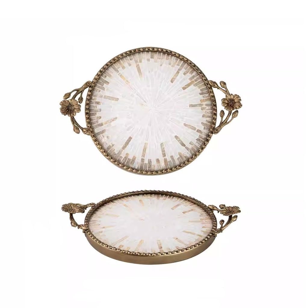 Tray Decor Creative Shell Decorative Tray With Handle Tea Tray Skin Care Product Storage Tray Food Tray(C)