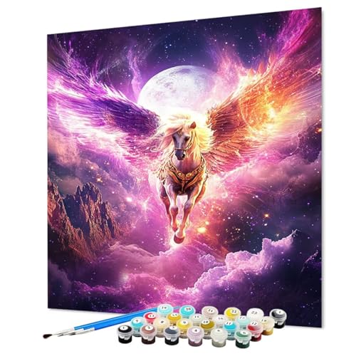Pintar por Numeros Adultos Caballo, Pintura por Numeros Adultos Fantasías, DIY Manualidades Paint by Numbers Con Pinceles y Pigmento Acrílico Para Decoracion Regalos 30 x 40 cm/12x16inch (Model-1102)
