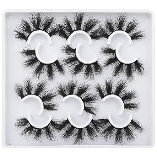 8D Mink Lashes 25mm Dramatic False Eyelashes Fluffy Big Long Faux Mink Lashes Pack 6 Pairs Luxury High Volume Thick Fake Eyelashes by Wiwoseo