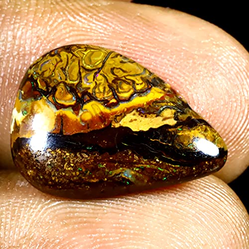 Opale boulder de Koroit 7.24 ct, pierre précieuse d'exception multicolore 18x13mm