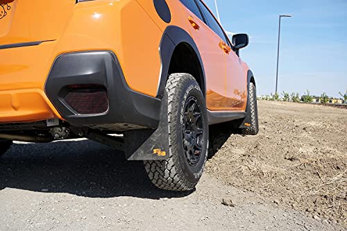 Rokblokz Mud Flaps For 2018 + Subaru Crosstrek - Multiple Colors Available - Mud Guards Are Custom Cut And Fit - Includes All Mounting Hardware (Black With Orange Logo) #TOP6