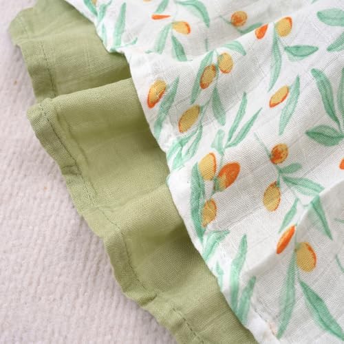 Image of Muslin Swaddle Blankets for Newborns,2 Pack Baby Boys Girls Receiving Blankets Large 43X47 Inches Muslin Burp Cloths,Breathable Soft Swaddle Wrap Baby Essentials(Fruit)