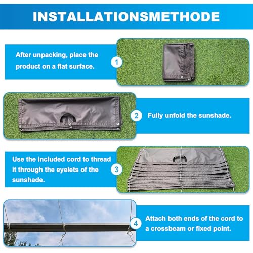 Voile d'ombrage gris anti pluie, bâche rétractable pour bloquer le soleil de terrasse - 6