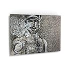Smile Art Design Leather Daddy Cigar Smoking with Lots of Wavy Smoke by Kenney Mencher Metal Print Crayon Painting LGBT Half Nude Gay Art Living Room Decor Bedroom Wall Art - 24x36
