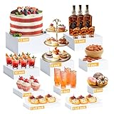 10 Pcs Large Acrylic Buffet Risers, White Food Display Stands for Buffet, Dessert Table, Jewelry, and...