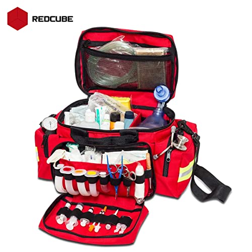 Redcube Emergency Bag - First Aid Bags Empty - First Responder Bag For Trauma, Professional Multiple Compartment Kit Carrier For Emergency Medical Supplies (Red) #TOP5