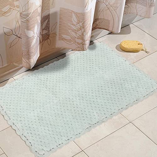 Image of THE HOME TALK Cotton Bathmats | Water Absorbent Runners | Regular Striped Rugs | Floor Mats for Kitchen, Bathroom & Sink | Ultra Soft Mats | Non-Slip Store (Dusky Blue, 40x60 CM)