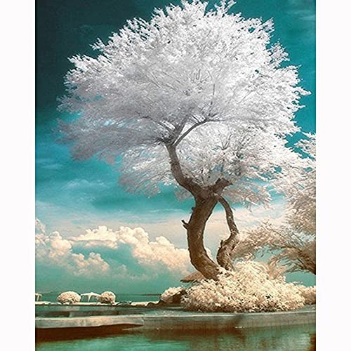 Diamond painting arbre blanc 40x80cm pour sublimer la décoration murale du salon