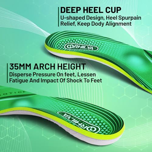 Image of 220lbs+ High Arch Support Insert Plantar Fasciitis Relief Metatarsal Pain Orthotic Insole for Men & Women Standing All Day, Flat Feet Heel Comfort Work Boot Shoe Inserts,270MM Size 8