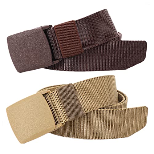 Nylon Breathable Military Tactical Work Belt for Men Women Plus Size up to 71 inch, 2 Pack