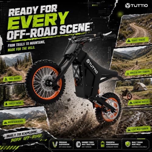 Image of Tuttio Soleil01 Electric Dirt Bike for Teens & Adults 3000W 40MPH Off Road | 48V 21AH Battery, 200NM, Full Hydraulic Brakes & Suspensions Ebike For Mountain Adventure