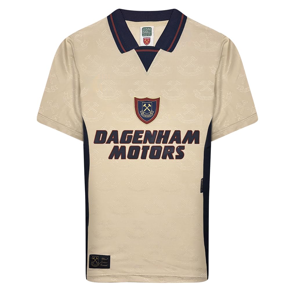 Score Draw West Ham United 1996 Away Retro Shirt Ecru Large Polyester