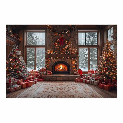 Tableau sur toile hiver haut de gamme : Arbre de Noël Rouge vibrant 50x70