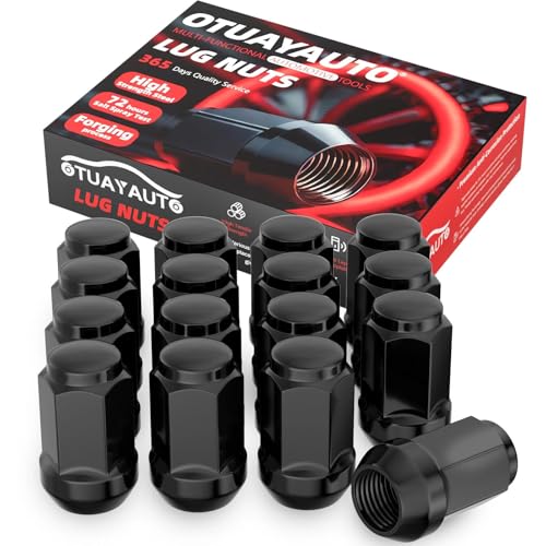 Image of OTUAYAUTO 1 /2-20 Lug Nuts - Replacement for EZGO & Club Car Golf Carts Aftermarket Wheel Lug Nuts, Cone Seat, 19mm Hex, 16PCS Black Closed End Bulge Acorn Lug Nut Set