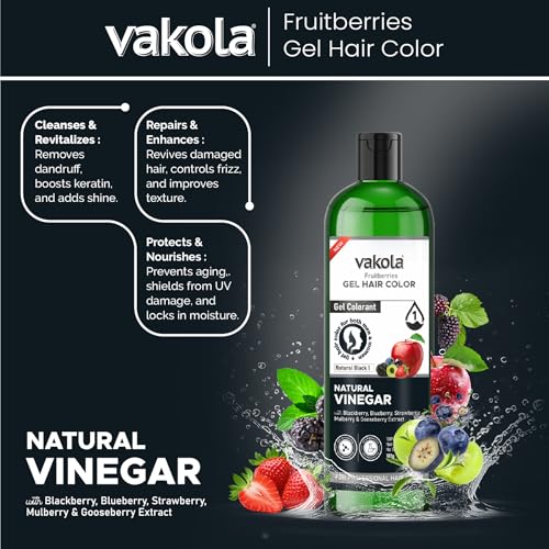 Image of Natural Black 20 Minutes Gel Hair Color, Fruitberries Extracted - 100% Grey Coverage, No Skin Stain- 100ML Developer and 100ML Colorant, Pack of 1