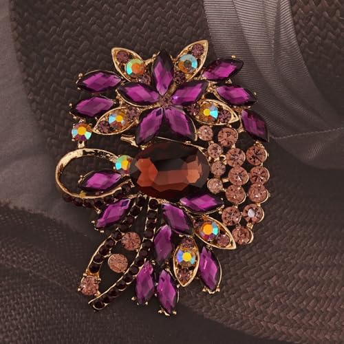 Image of Big Large Flower Statement Brooches Pins Scarf Decoration Gold Tone