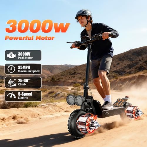 Off Road Electric Scooter for Adults, 3000W Dual Motors Dual