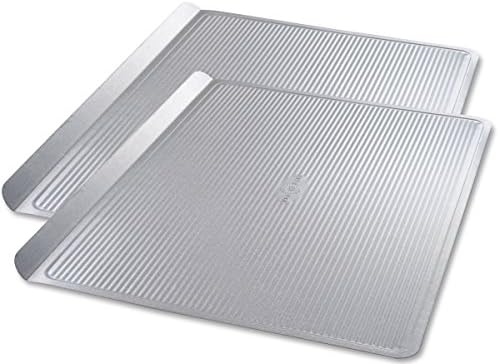 USA Pan Bakeware Cookie Sheet, Warp Resistant Nonstick Baking Pan, Made in the USA from Aluminized Steel, Large Set of 2