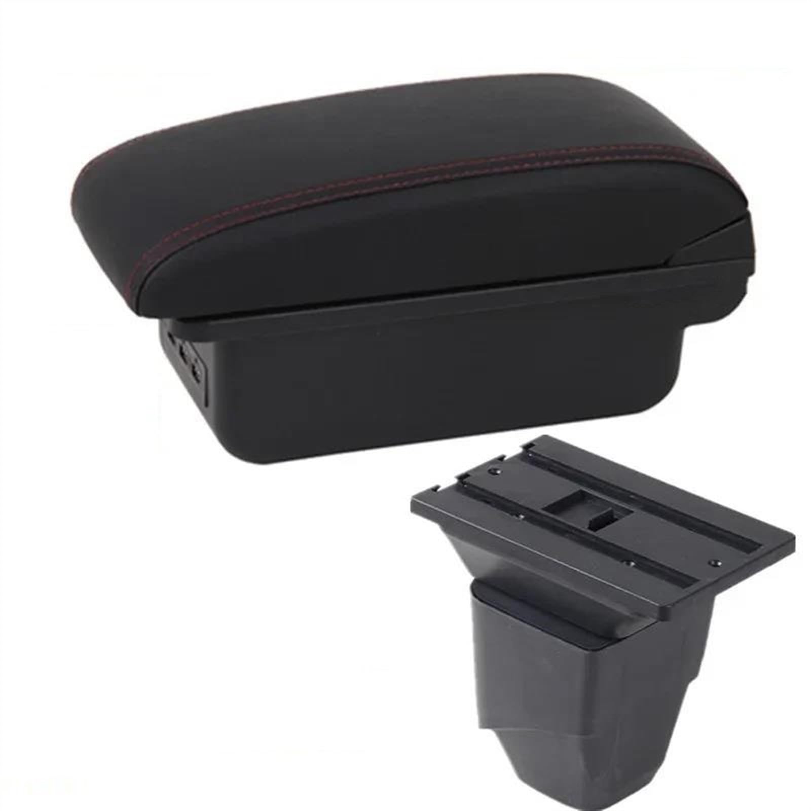 NMJLQW Storage Rack PU Leather Car Interior Accessories Center Console Multifunctional Storage Box Armrest Box For 206(B red line 3USB)