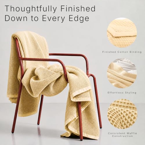 Image of GOTS Certified 90 inchX90 inch Queen 100% Organic Cotton Waffle Blanket-Parchment | Premium Waffle Blankets & Throws for Bed, Throw Blanket for Couch, Modern & Cozy Blanket, All Season, Comfy and Soft Blankets