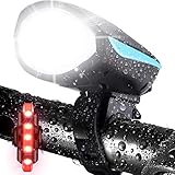 Bike Light with Loud Bike Horn, LETOUR Rechargeable Bicycle Light Waterproof Cycling Lights, bicycle Light Front with Loud Sound Siren, 3 Lighting Modes 5 Sounds