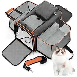 Abhsant Cat Carriers for Medium Cats Under Dog Carrying Bags for Small Dogs, Extra-Large Pet Carrier, Soft 2 Windows, 2 Doors (Black)
