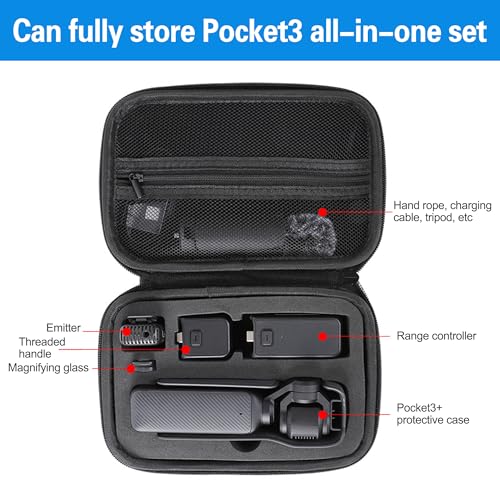 Osmo Pocket 3 Tasche, Tragbarer Aufbewahrungs Koffer aus PU, Tasche für DJI Osmo Pocket 3, Carrying Case kompakte Reiseschutz Tasches für DJI Osmo Pockets 3 Creator Combos Zubehör