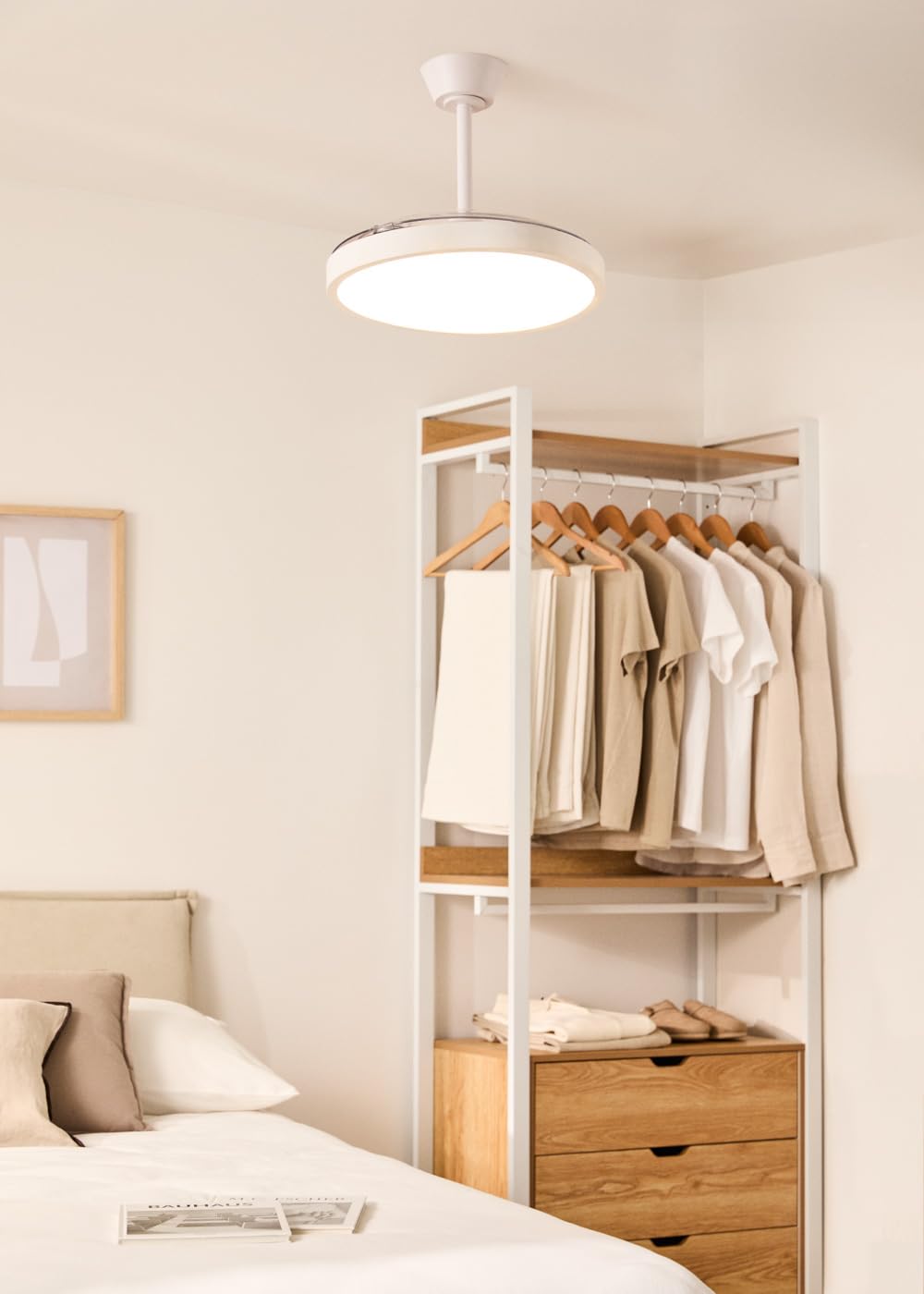 CREATE / WIND CLEAR STUDIO S/Ventilateur de plafond avec lumière blanc avec télécommande / 40W, Ø 91 cm, 6 vitesses, pales rétractables, 3 températures de lumière, fonction été-hiver