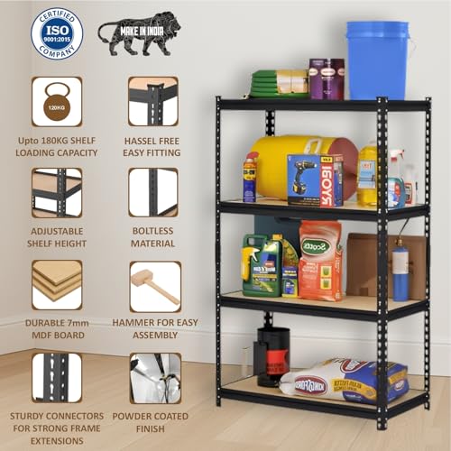 Image of HOMIFLY 2 Tier Boltless Rack for Storage /30x24x12 Inch Adjustable Metal Shelf /Multipurpose Shelves with Wooden Plank /Industrial Storage Shelving Unit /Organizer for Garage /Home /Warehouse (Black)