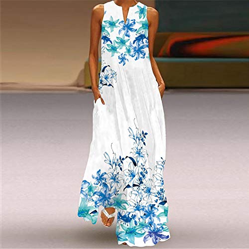 SLENDIPLUS Vestidos boêmios femininos, manga curta, gola redonda, estampa floral, irregular, solto,