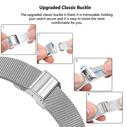 ToVioc Bracelet Compatible with Xiaomi Mi Band 7, Men's & Women's Metal Replacement Strap for Xiaomi Smart Band 7 - Silver - Image 3