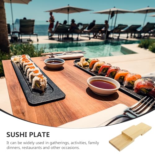 Plato rectangular rústico para sushi de material sintético miniatura 4